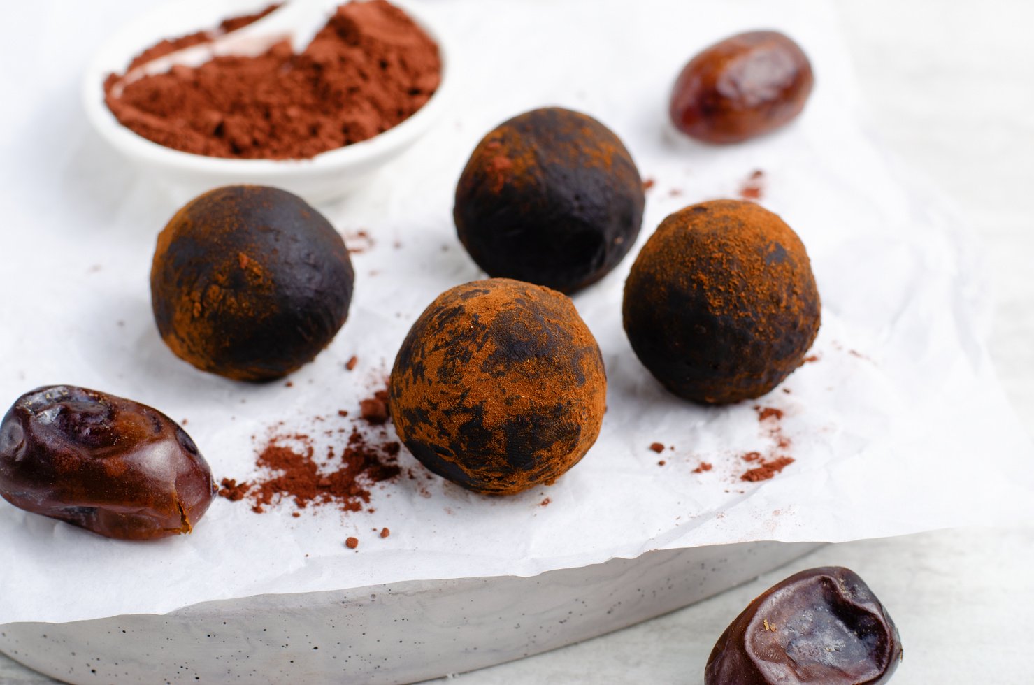 Chocolate Truffles, Vegan Sweets, Delicious Date Candy Balls, Healthy Candies